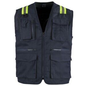CHALECO GEOLOGO GABARDINA DUAL HI VIS CON CINTA DIA Y NOCHE