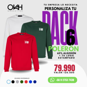 PACK 6 POLERÓN + TU LOGO ESTAMPADO