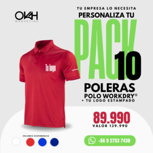 PACK 10 POLERAS POLO WORKGRY + TU LOGO ESTAMPADO