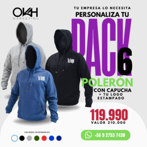PACK 6 POLERÓN CON CAPUCHA + TU LOGO ESTAMPADO
